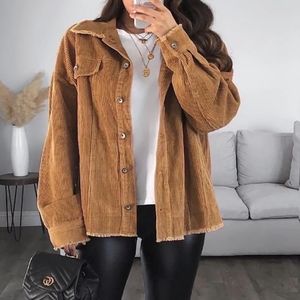 Camel Distressed Corduroy Jacket